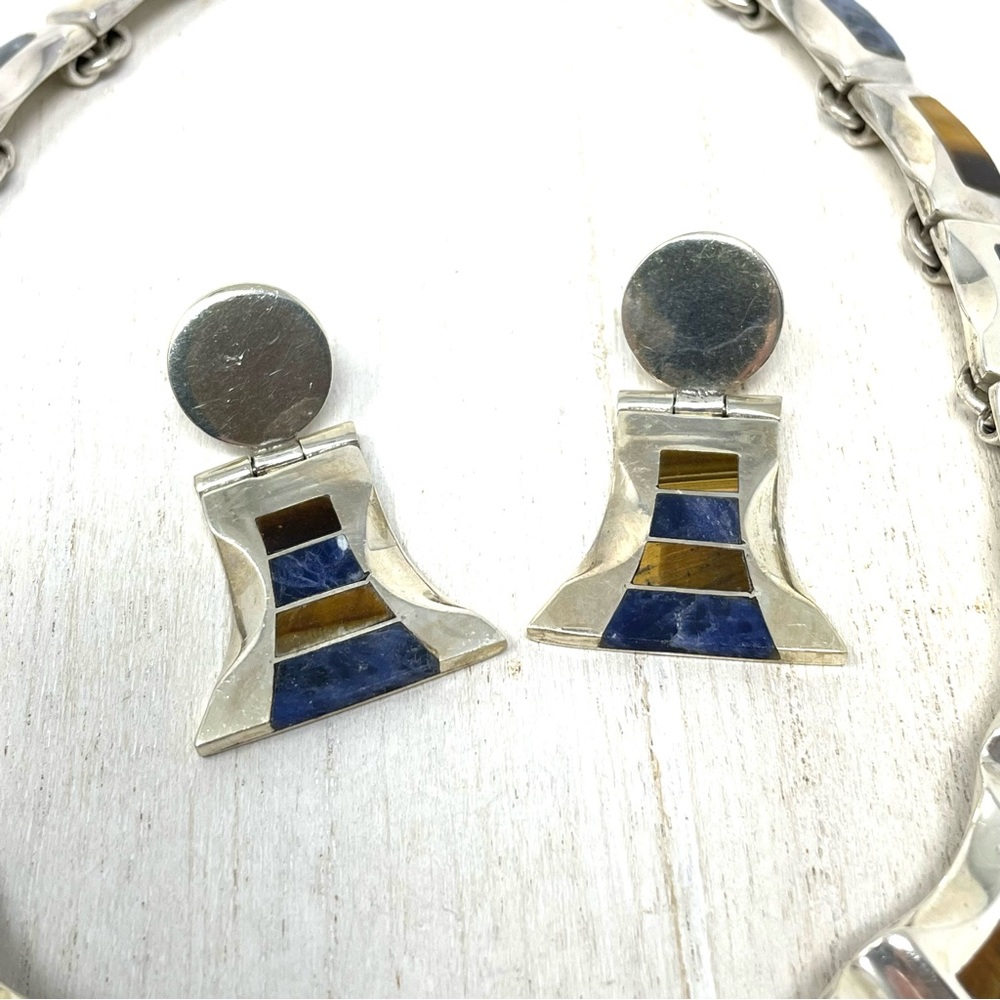TAXCO three piece sterling silver set with inlaid gemstones, NWOT - Picture 5 of 14
